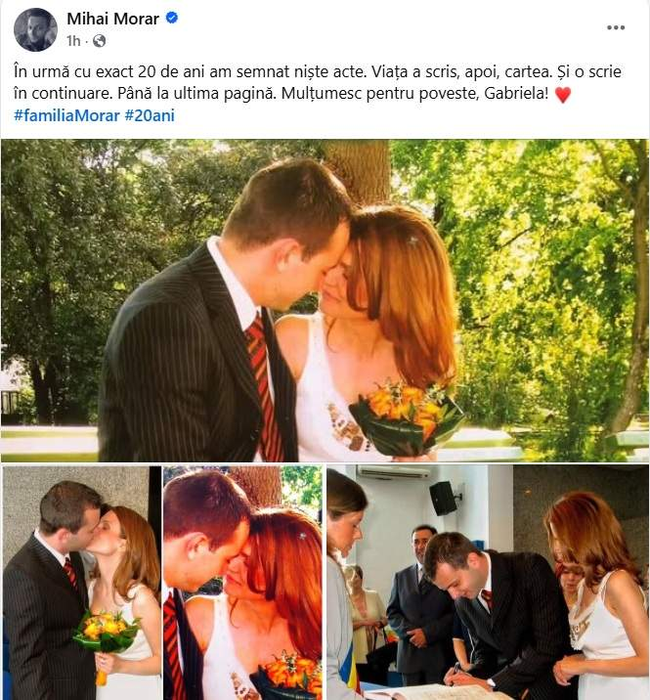 Mihai Morar și soția lui împlinesc 20 de ani de căsnicie. Ce mesaj emoționant a publicat prezentatorul