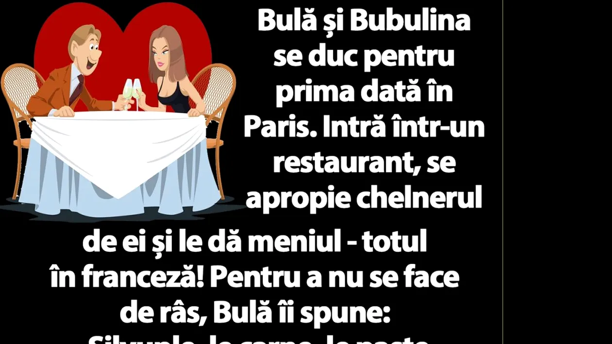 BANC | Bulă și Bubulina, la un restaurant din Paris