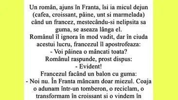 BANC | Ajuns în Franța, un român își ia micul dejun: cafea, croissant, pâine, unt și marmeladă