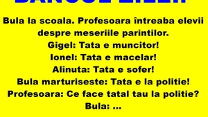 BANCUL DE MIERCURI | „Bulă ce meserie are tatăl tău? E la poliție"