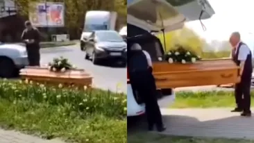 Scene ireale! Angajații unei firme de pompe funebre au pierdut un sicriu, iar imaginile au devenit virale