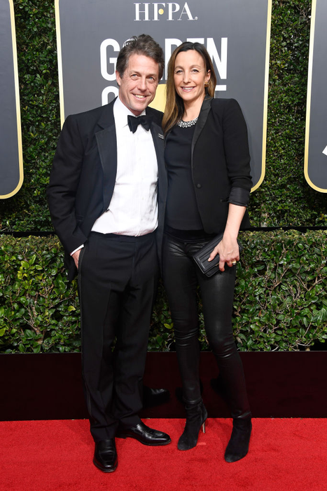 BEVERLY HILLS, CA - JANUARY 07:  Actor Hugh Grant and Anna Eberstein attend The 75th Annual Golden Globe Awards at The Beverly Hilton Hotel on January 7, 2018 in Beverly Hills, California.  (Photo by Frazer Harrison/Getty Images)