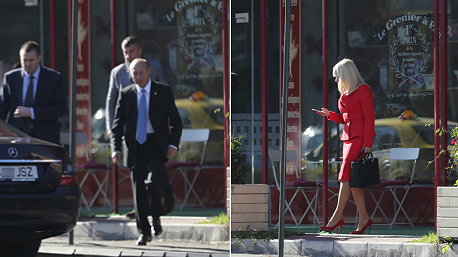 IMAGINI EXCLUSIVE. Scos ca din cutie, Traian Băsescu a avut o întâlnire ca pe vremuri. Preşedintele a luat un prânz intim cu ”Lady in red”! Cei doi au părăsit restaurantul separat: mai întâi fostul şef al statului, apoi doamna…