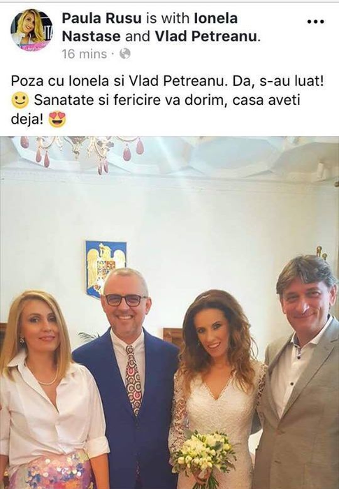 Jurnaliștii Vlad Petreanu și Ionela Năstase s-au căsătorit! Prima imagine de la Starea Civilă