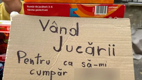 Anunțul viral postat de un bucureștean pe un carton: Vând jucării pentru ca să-mi cumpăr...