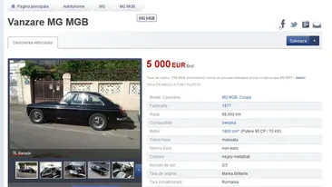 Probleme in afaceri? Sotul Danei Rogoz si-a scos la vanzare cu 5.000 E masina de epoca reconditionata cu 12.000 de lire!