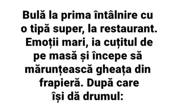 BANC | Bulă și Alinuța, la prima întâlnire, la restaurant