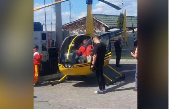 A alimenta elicopterul în benzinărie /Foto: TikTok 