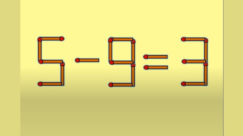 TEST IQ | Mutați un singur chibrit, pentru a transforma 5-9=3 într-o egalitate corectă