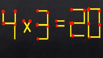 Test IQ exclusiv pentru genii | 4 x 3 = 20 este greșit. Pentru a corecta egalitatea, mutați un singur chibrit