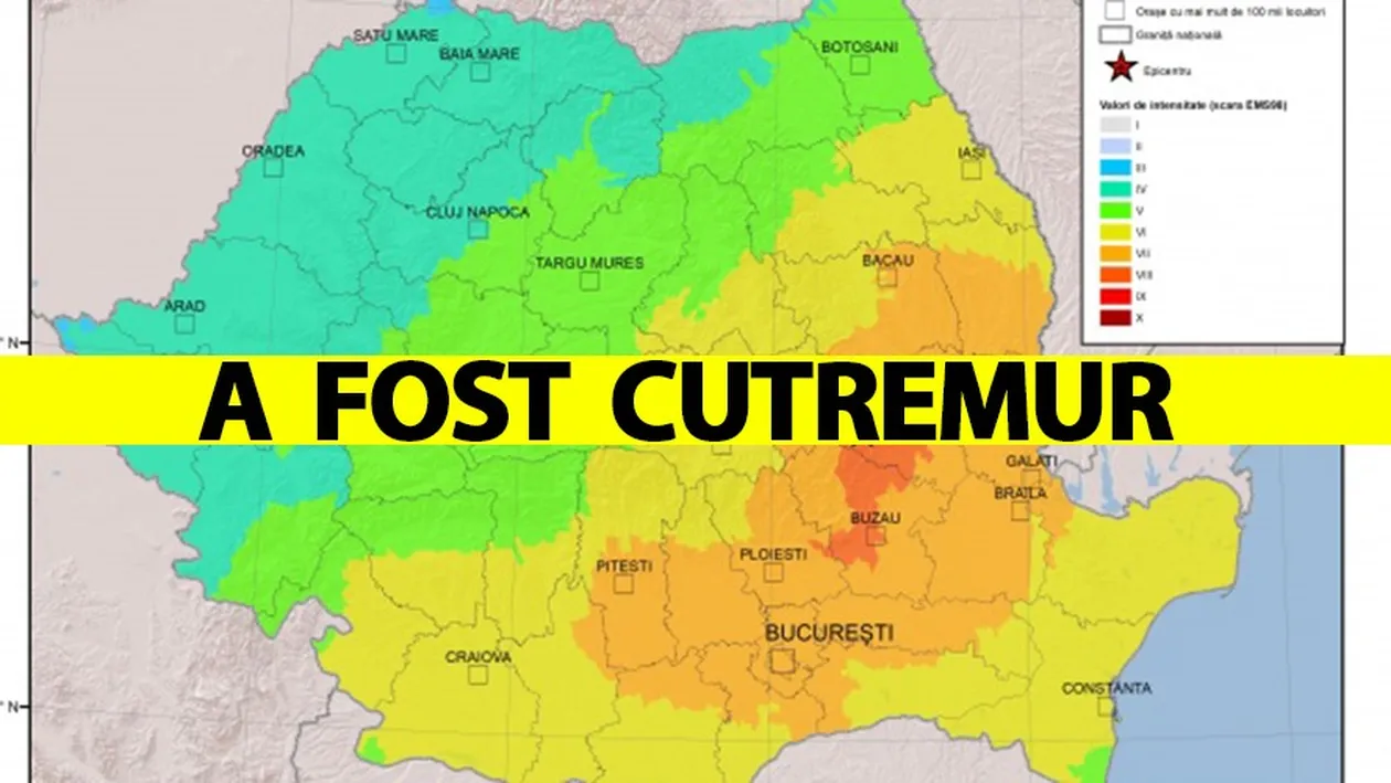 Cutremur mare în România. Seismul s-a produs azi-dimineață, la ora 04:32. Lista orașelor afectate