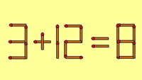 Test IQ cu chibrituri | Mutați un singur băț, pentru a corecta 3 + 12 = 8