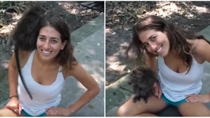 A vrut sa se filmeze langa maimuta asta, dar totul a luat-o razna in doar cateva secunde! La inceput e adorabila, dar pe urma… VIDEO