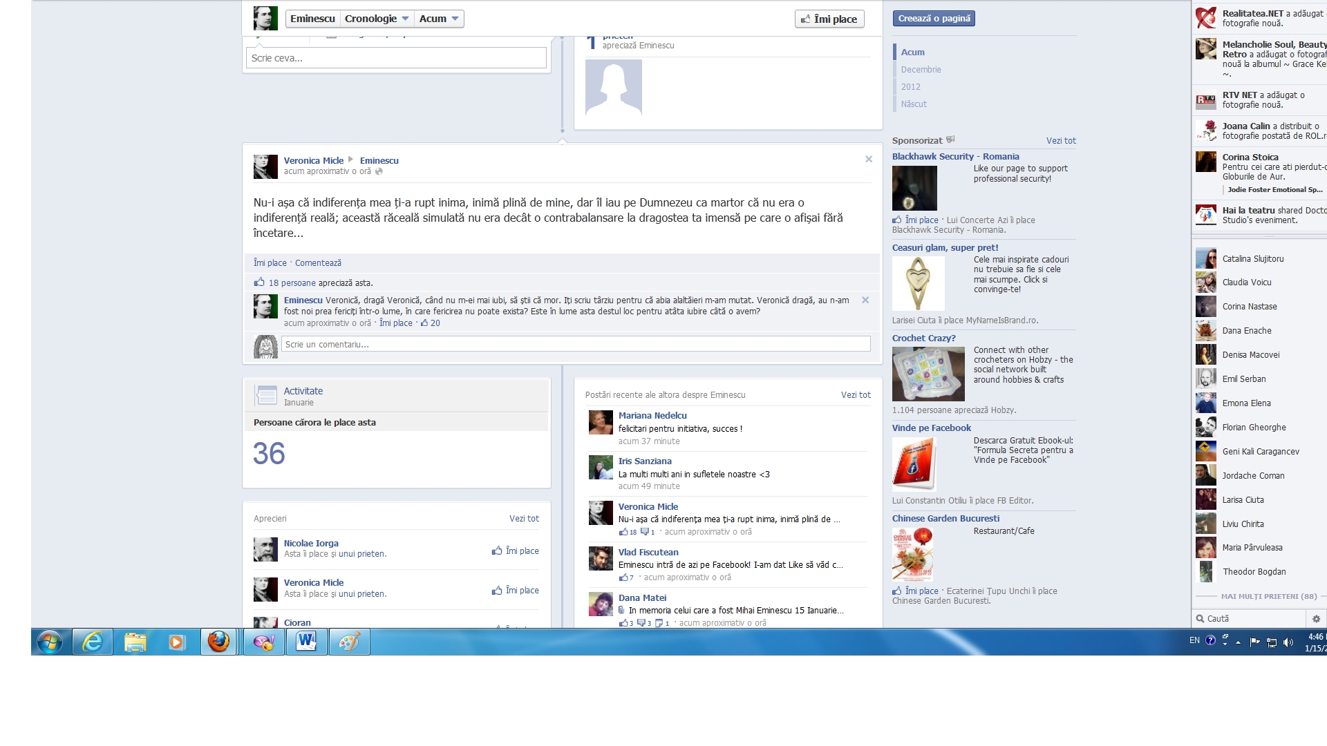 Eminescu si Veronica Micle comunica dincolo de moarte. Schimba impresii si mesaje siropoase pe Facebook. Vezi aici ce isi spun!