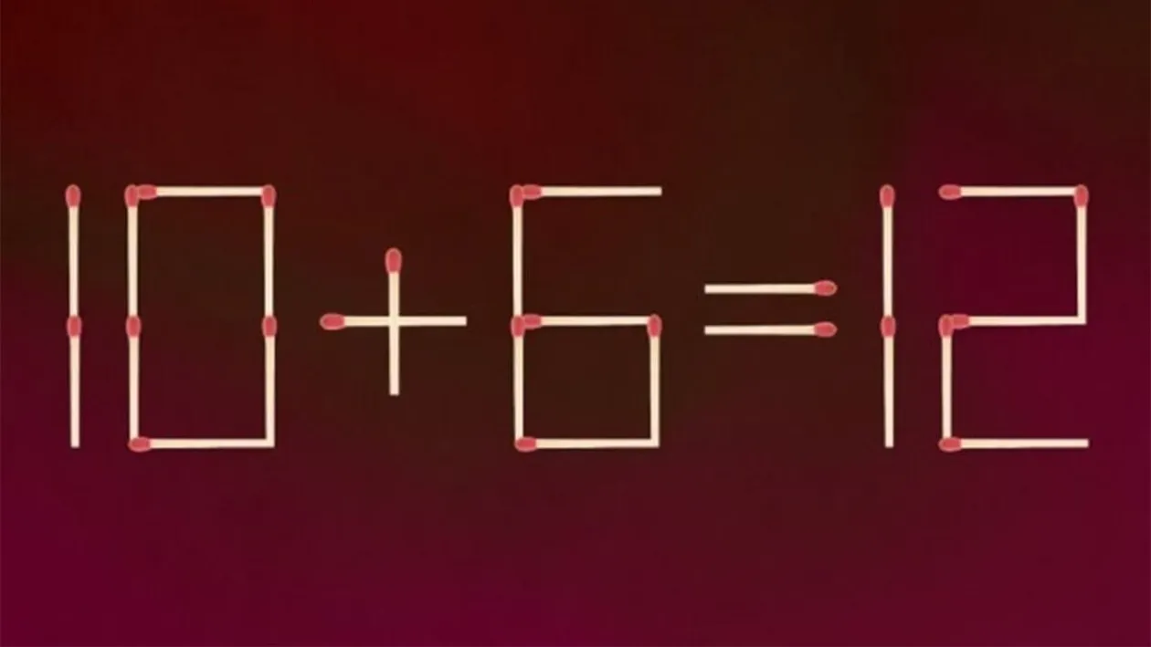 Test IQ cu chibrituri | Corectați 10+6=12, mutând un singur băț!