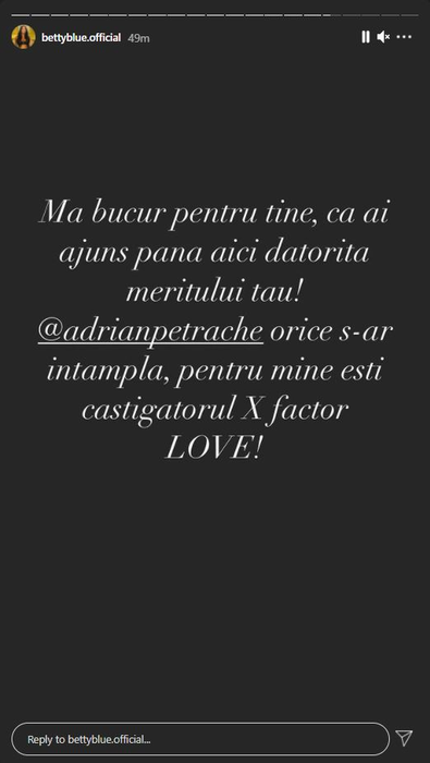 Betty Blue, mesaj emoționant pentru Adrian Petrache, după ce Florin Salam nu l-a susținut în finala “X Factor”, unde ar fi trebuit să cânte împreună | VIDEO