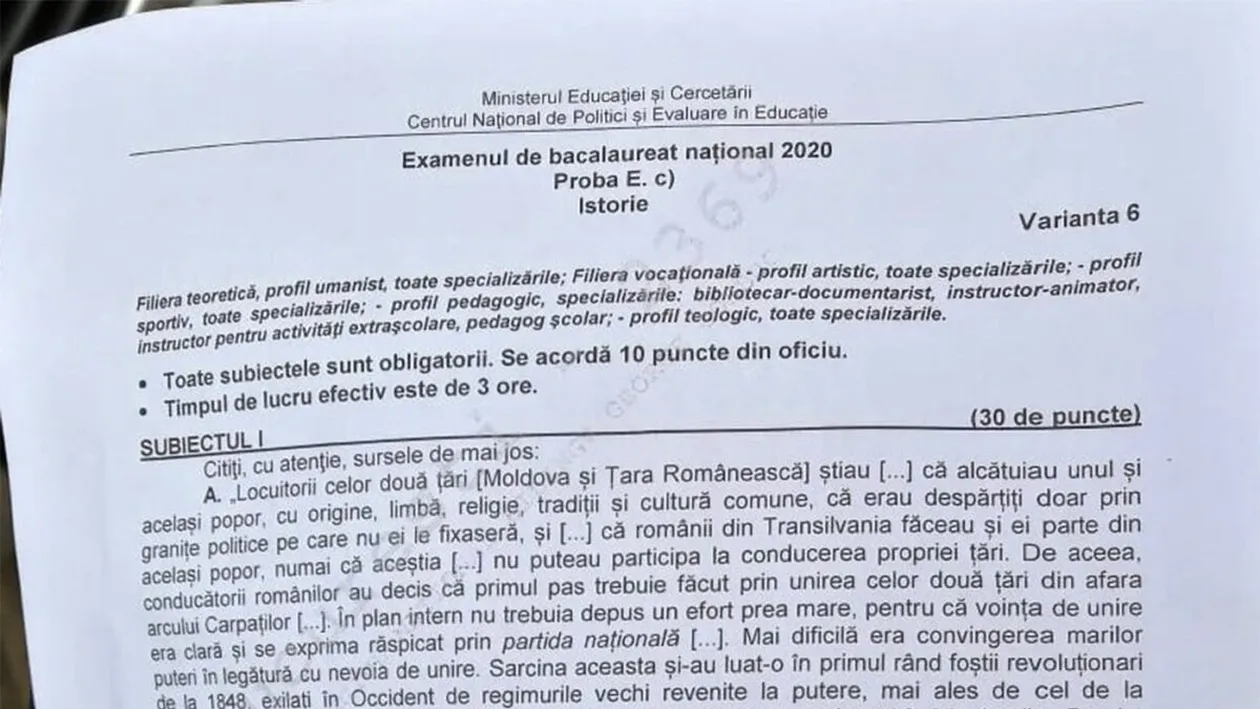 BAC 2023 | Cum se rezolvă subiectele de azi de la istorie. Baremul de corectare