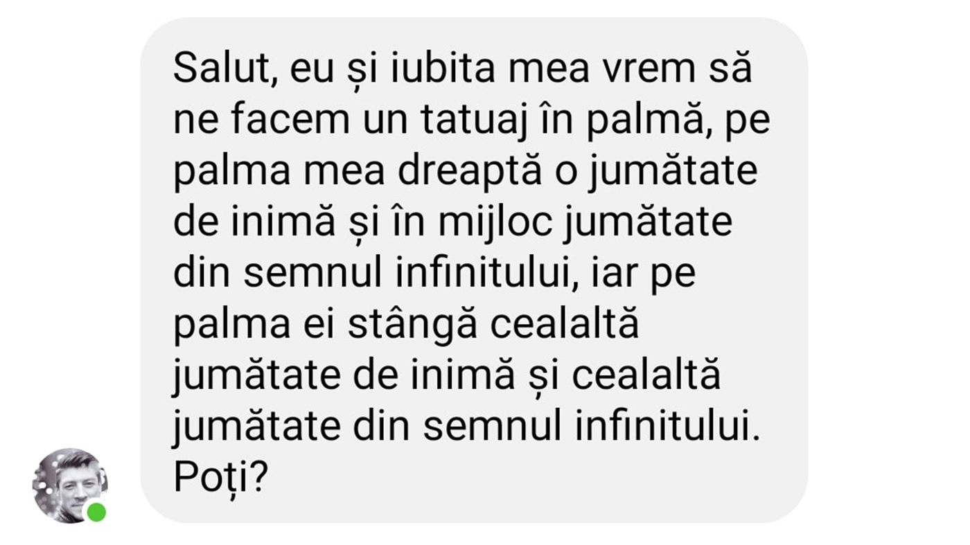 BANC | "Eu și iubita mea vrem să ne facem un tatuaj în palmă"