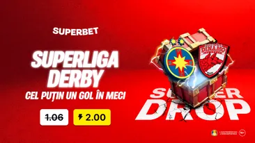 (P) Super Drop marca Superbet la Marele Derby: cotă 2.00 pentru un gol marcat!