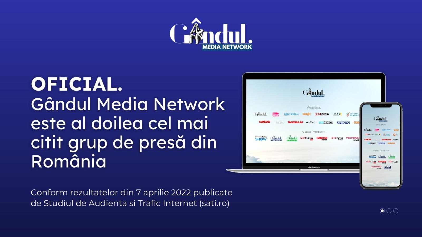 OFICIAL. Grupul Gândul este al doilea cel mai citit grup de presă din România