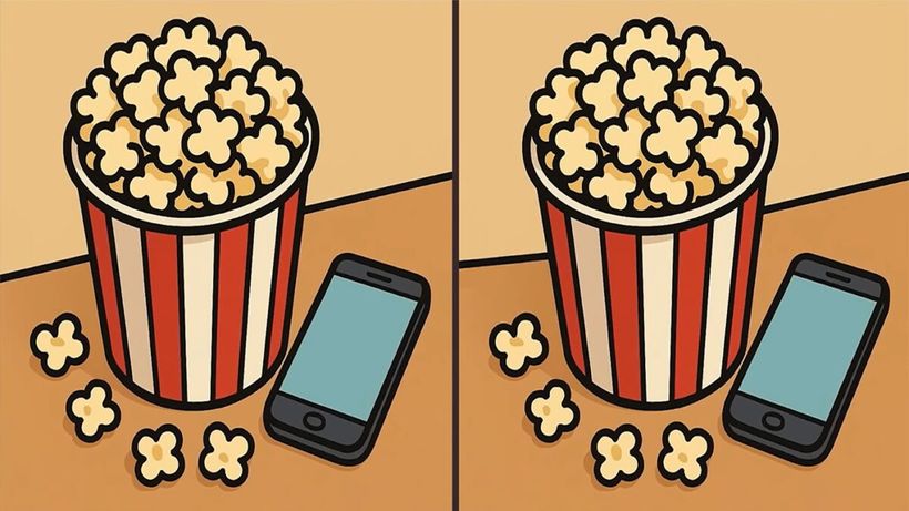 Test de perspicacitate | Identificați 3 diferențe între aceste două boluri cu popcorn