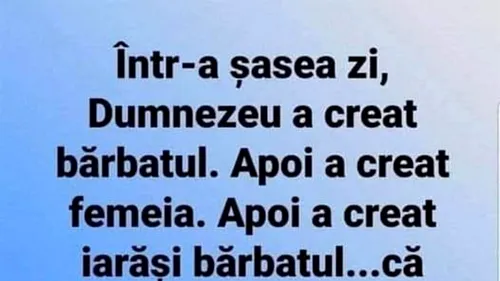 BANC | Ce a făcut Dumnezeu după ce a creat bărbatul și femeia, de fapt