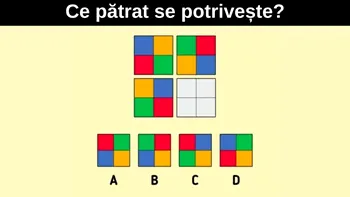 Test IQ | Numai 1% din oameni știu ce pătrat se potrivește, în doar 5 secunde