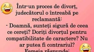 BANC | Proces de divorț. Judecătorul o întreabă pe reclamantă: ”Doamnă, sunteți sigură?”