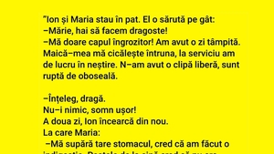 BANCUL ZILEI | Ion și Maria stau în pat: "Hai să facem dragoste!"