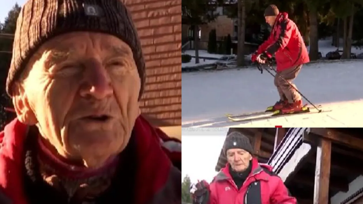 Povestea incredibilă de viață a lui Gheorghe Eftimie, o legendă a pârtiilor din Brașov. Pe schiuri, la 96 de ani!