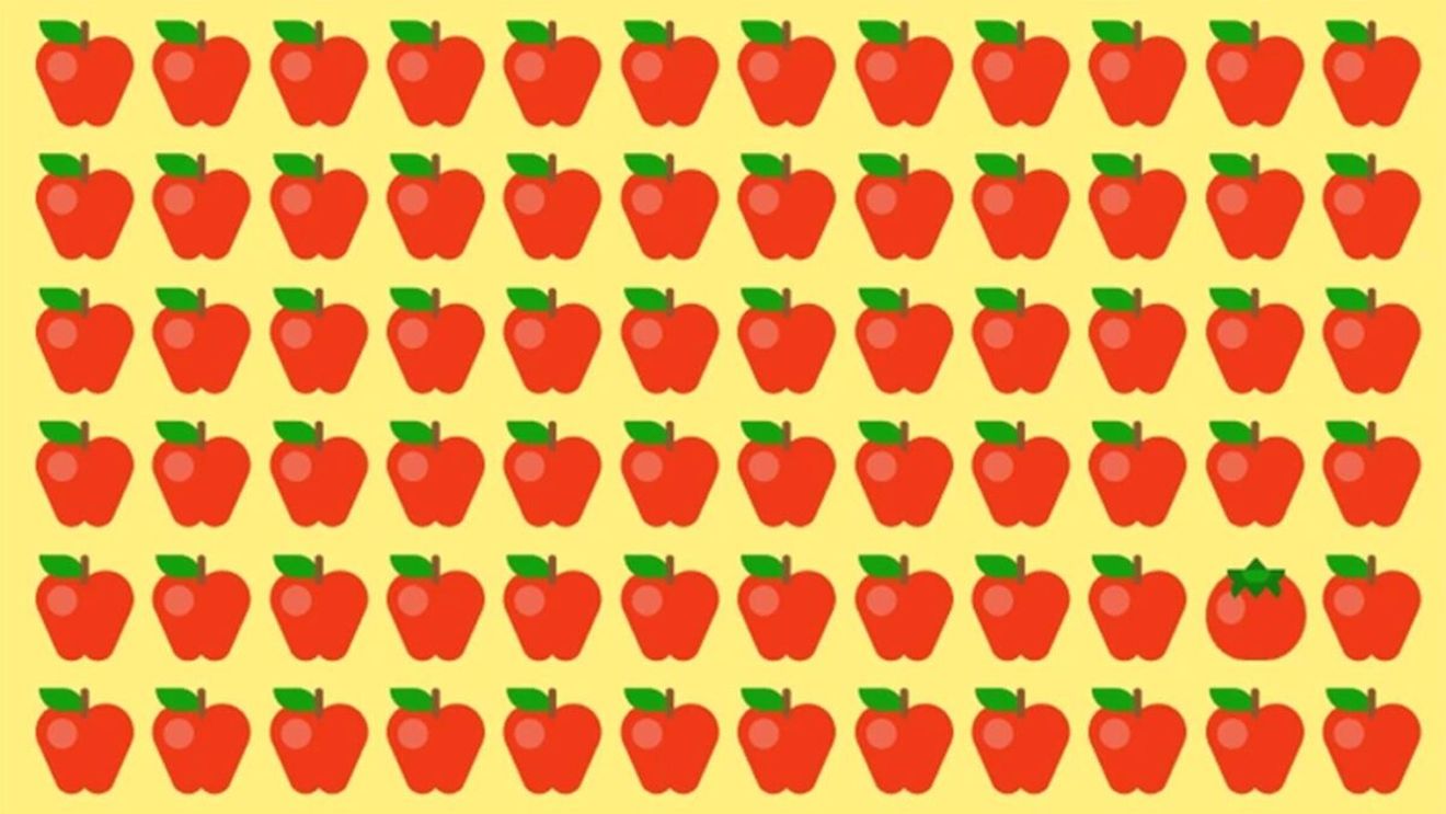 Test de perspicacitate | Găsiți roșia ascunsă printre merele din imagine!