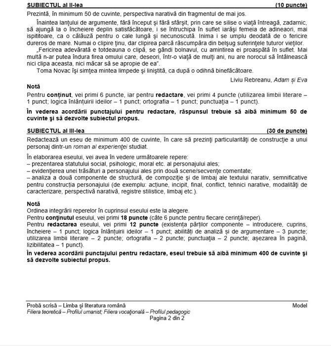Ce pică la BAC 1 iulie 2019. Subiecte la Limba şi literatura română, EDU.RO