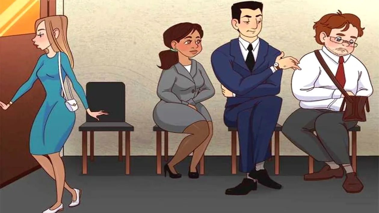 Test de inteligență | În poza aceasta apar 4 oameni, aflați la un interviu de job, dar s-a strecurat și o mare greșeală. Găsiți-o!