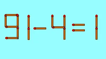 Test IQ exclusiv pentru genii | 91-4=1 e greșit. Pentru a corecta egalitatea, mutați un singur chibrit