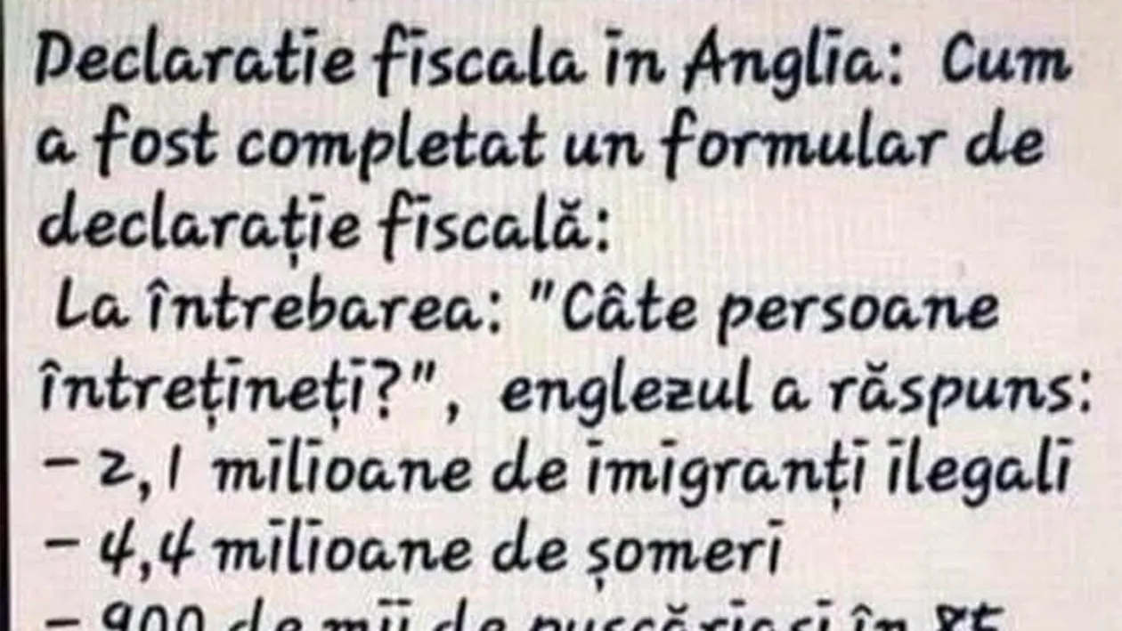 Bancul de weekend | Cum completează englezii declarațiile fiscale