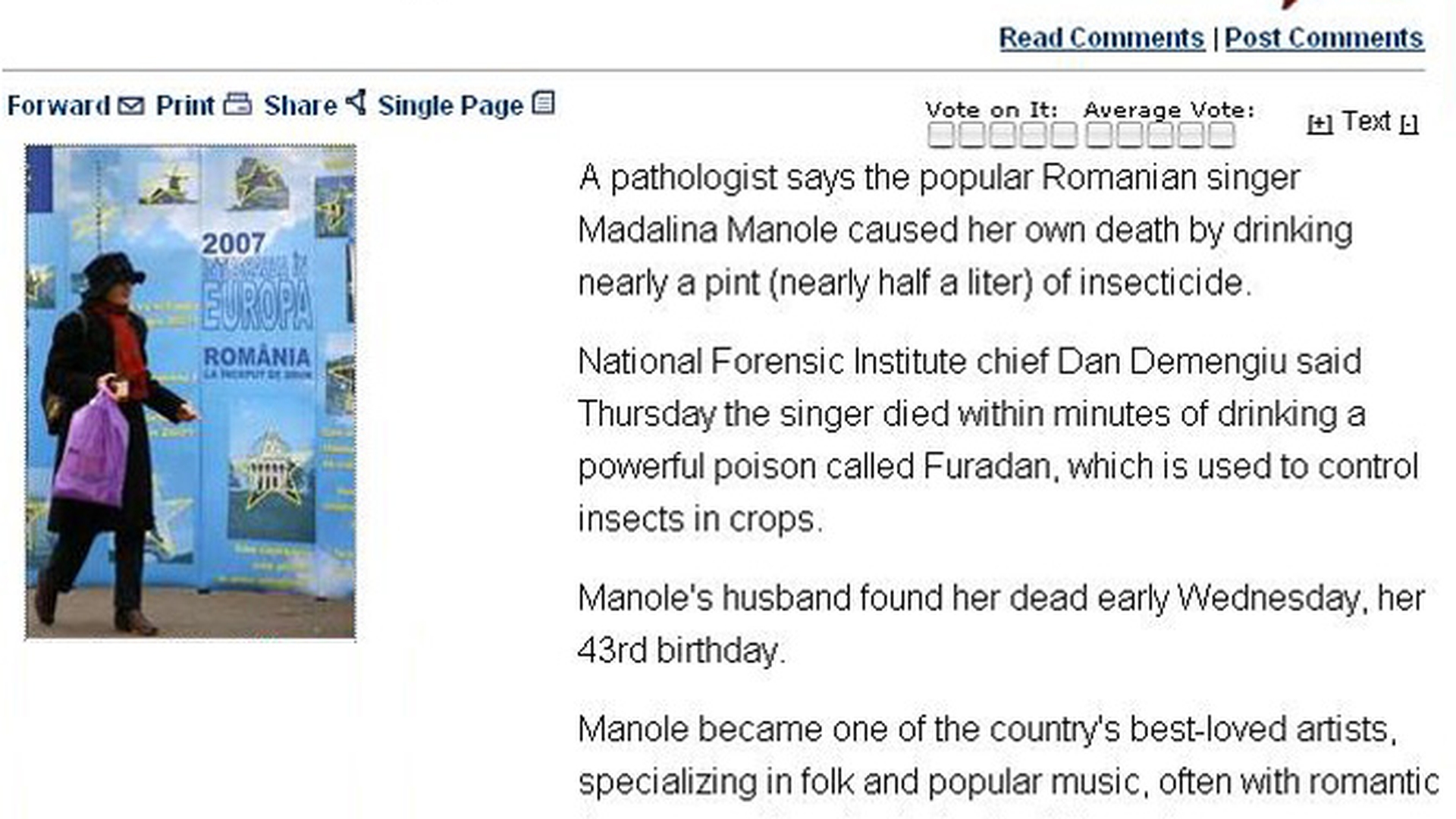 Moartea artistei a facut inconjurul lumii! The Washington Post: "Madalina Manole, o cantareata de top"