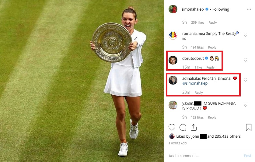 Ce mesaj a lăsat Oana Roman la această fotografie postată de Simona Halep pe Instagram. Nici Simona Gherghe nu s-a lăsat mai prejos