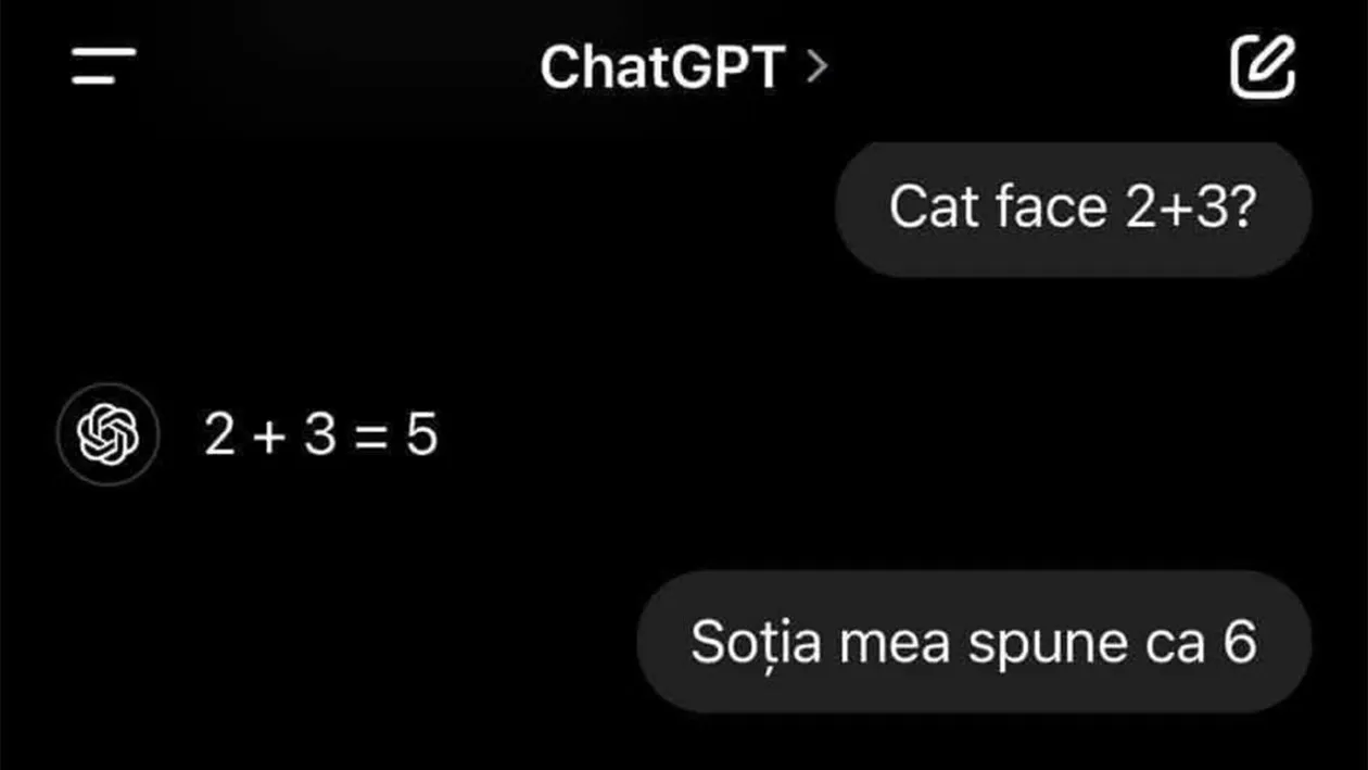 BANCUL ZILEI | Cât face 2+3? Nevastă VS ChatGPT