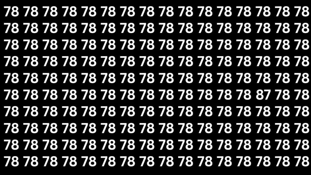 Test de inteligență | În maximum 7 secunde, găsește numărul 87 ascuns printre 78-urile din imagine