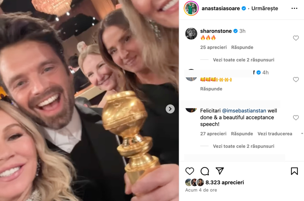 Comentariul lăsat de Sharon Stone. Foto: captură Instagram