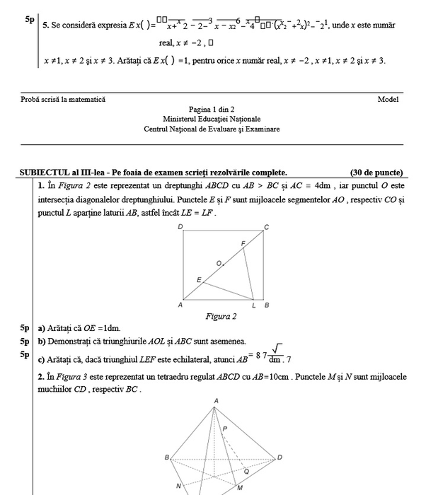 Evaluarea Națională 2019. Modele de subiecte la matematică