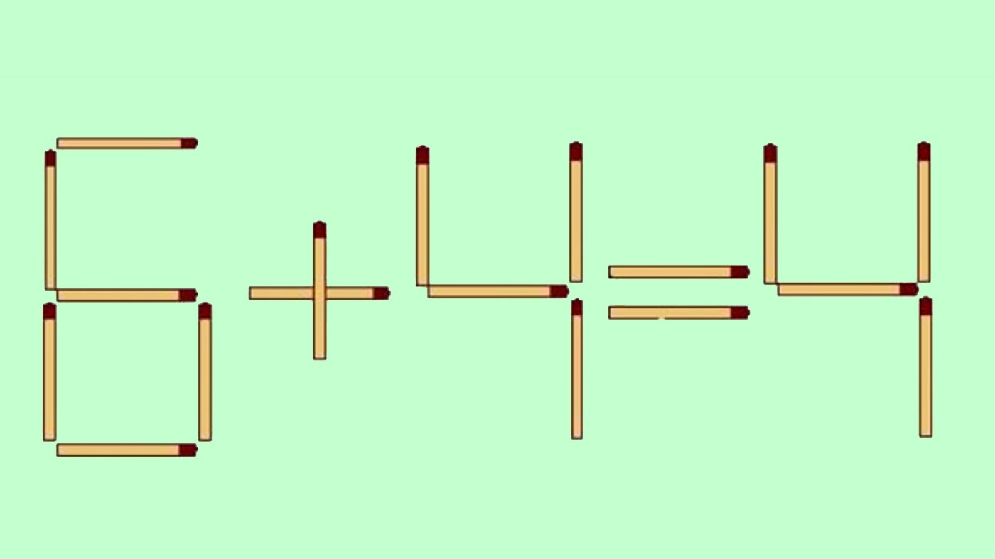 Test de inteligență | Mutați un singur chibrit, pentru a corecta 6 + 4 = 4. Ai găsit toate cele 3 soluții?