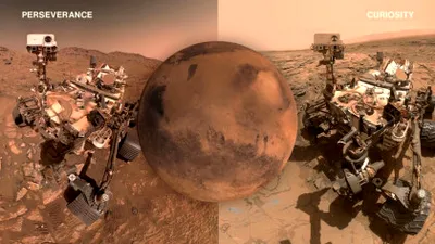 Panorame spectaculoase cu planeta Marte, surprinse de roverele Perseverance și Curiosity ale NASA