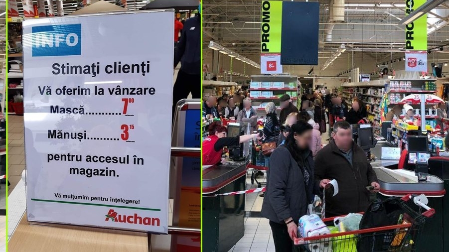 Supermarket-ul Auchan din Timișoara vine în ajutorul cetățenilor cu măști și mănuși. Cât costă o mască reutilizabilă