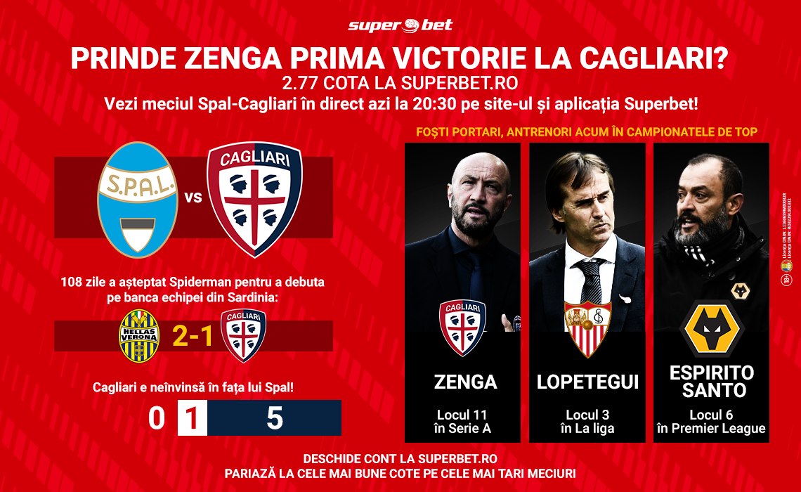 SUPERIUBIT ȘI RESPECTAT ÎN ROMÂNIA! PARIEZI PE ZENGA DISEARĂ ÎN SPAL-CAGLIARI?