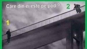 Test de perspicacitate. Doar unul dintre cei doi stă pe pod, dar cei mai mulți oameni greșesc răspunsul!