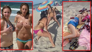 Desfrâu la mare! Aceste fete s-au îmbătat pe plajă și s-au dezbrăcat sub privirile tuturor