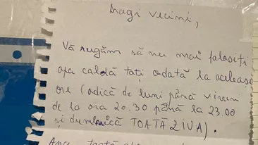 Conversație hilară prin bilețele între locatarii unui bloc din Sectorul 2: „Și noi avem nevoie să ne spălăm”