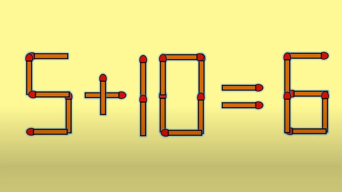 Test IQ cu chibrituri | Mutați un singur băț, pentru a corecta 5 + 10 = 6