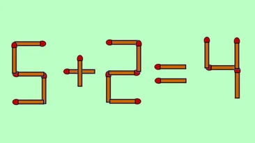 Test IQ cu chibrituri | Corectați 5 + 2 = 4, mutând un singur băț